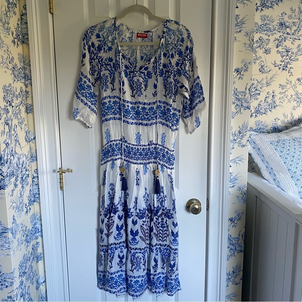 Block Print Peasant Dress/Coverup